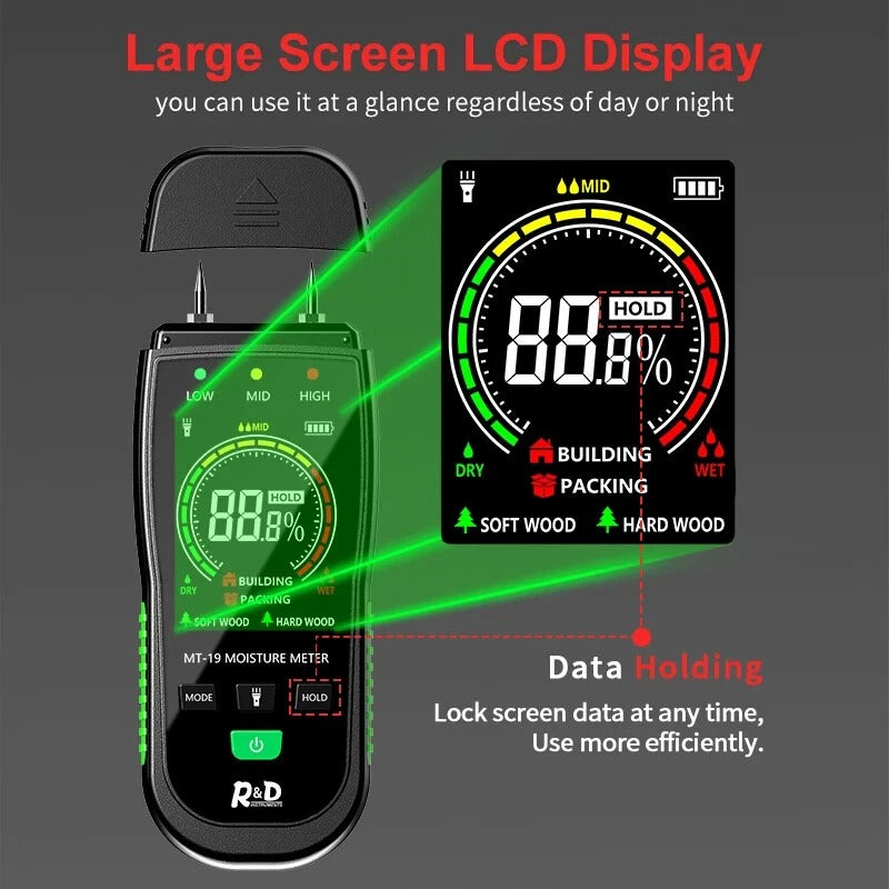 Digital Wood Moisture Meter – Portable 2-Pin Detector for Wood Walls & Drywall