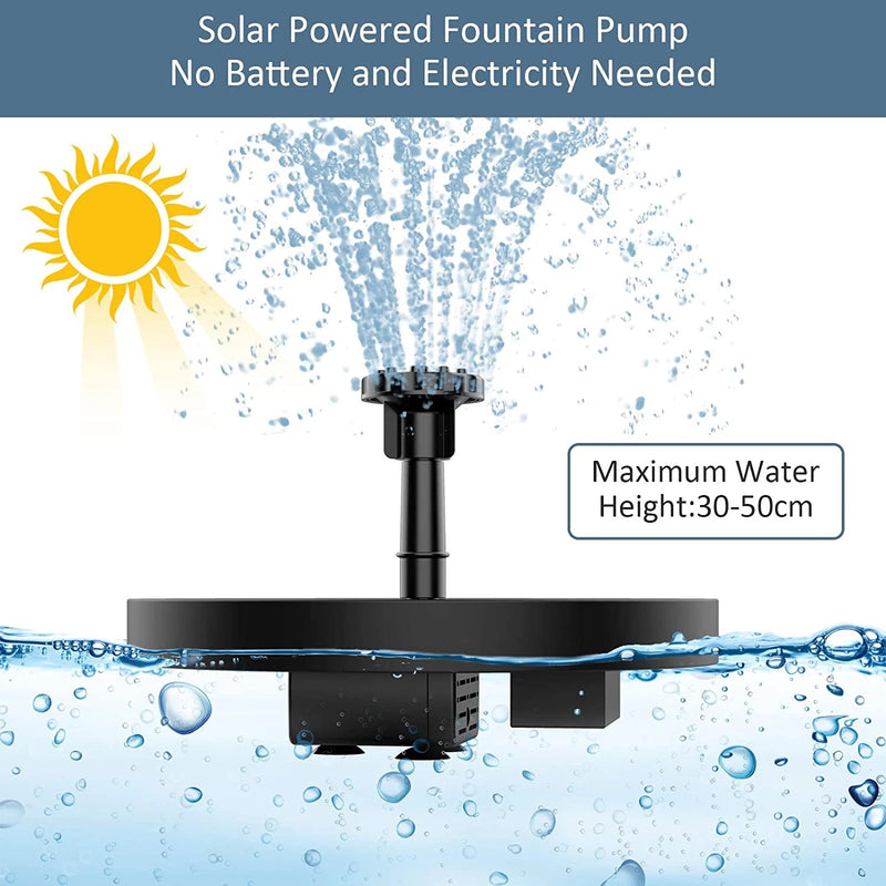Solar Bird Bath with Fountain – 4 Nozzles Outdoor Garden Feature
