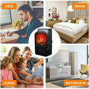 Mini Fireplace Effect Space Heater – 500W Plug-In Wall Heater with Thermostat & Remote Control