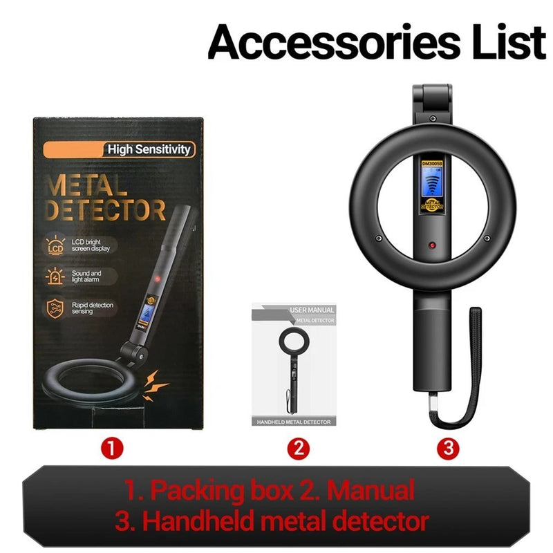 Portable Handheld Metal Detector – High-Sensitivity Security Scanner with LCD & Vibration Alerts