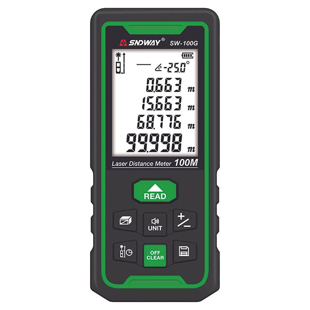 Digital Laser Measure – Dual Power Laser Rangefinder 100m IP54 Water/Dust Resistant