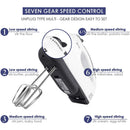 7-Speed Electric Hand Mixer – Portable Handheld Mixer with 4 Stainless Steel Beaters