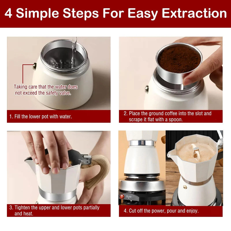 Moka Coffee Pot – Stovetop Espresso Maker for Home Office & Outdoor Use