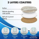 Set of 6 Marble Sandstone Ceramic Coasters with Holder & Cork Base