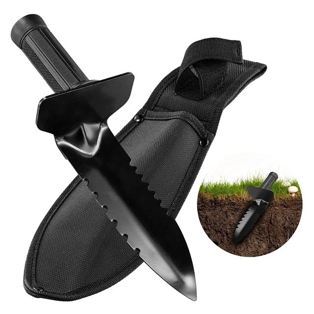 Stainless Steel Metal Detector Shovel – Double Serrated Digging Gardening Tool with Sheath