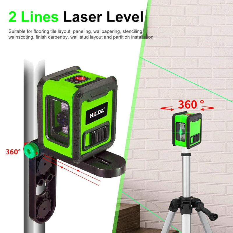 Mini 2 Line Infrared Laser Level – Portable Green 2-Line High-Precision Water & Alignment Meter