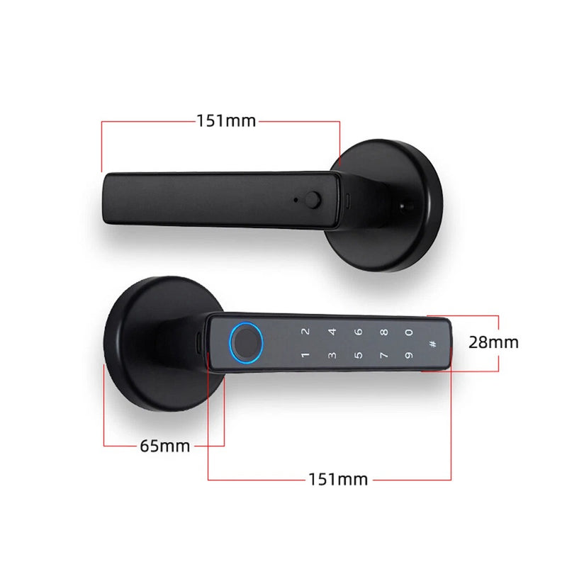 Smart Fingerprint Door Lock Handle – Tuya App Bluetooth & Password Access