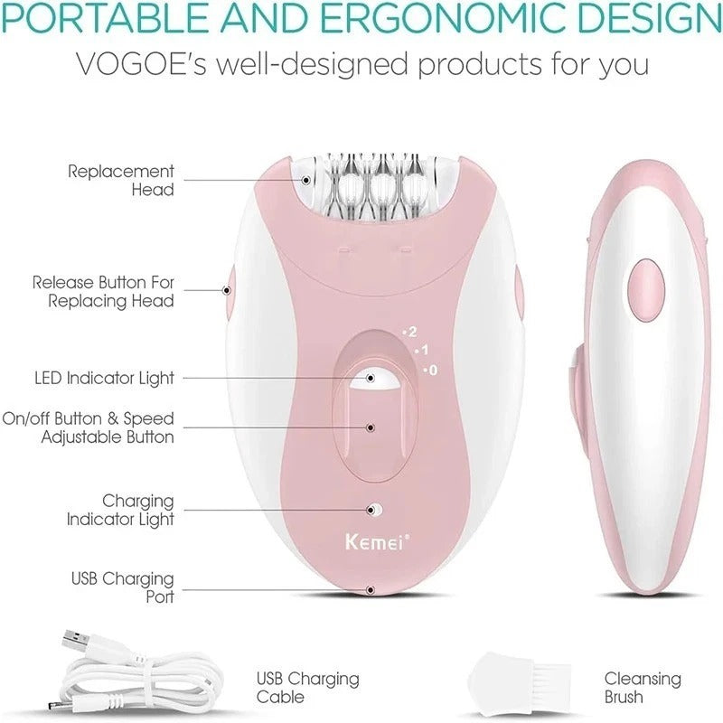 Electric Women's Epilator – Facial & Body Hair Remover for Bikini Legs Arms