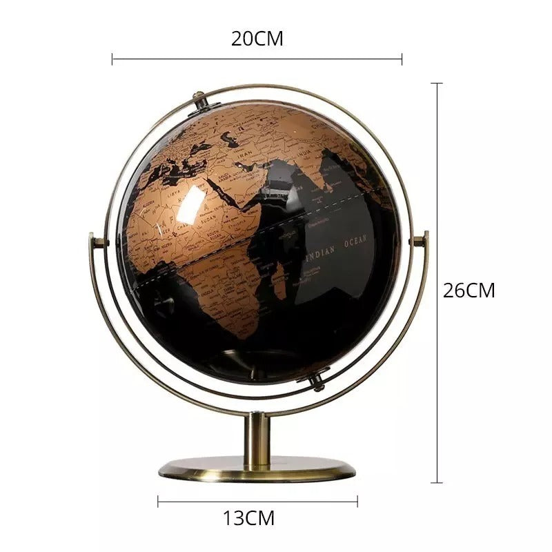 20cm Black & Gold Rotating Globe – European Inspired Elegant Home & Office Decor