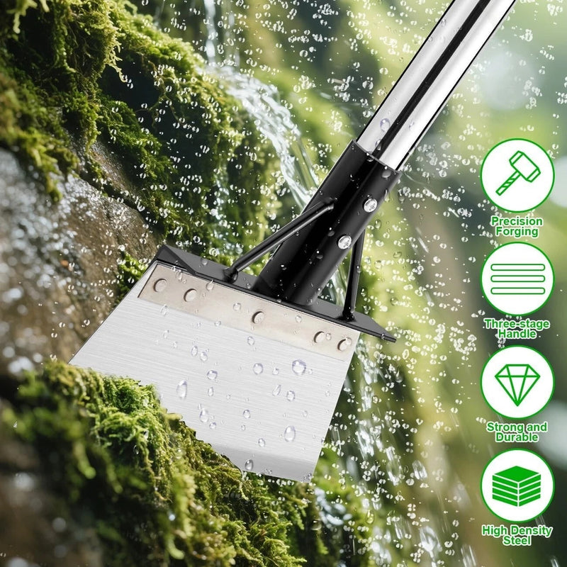 Multifunctional Garden Hoe & Moss Scraper – Stainless Steel Patio Weed Remover Tool with Handle