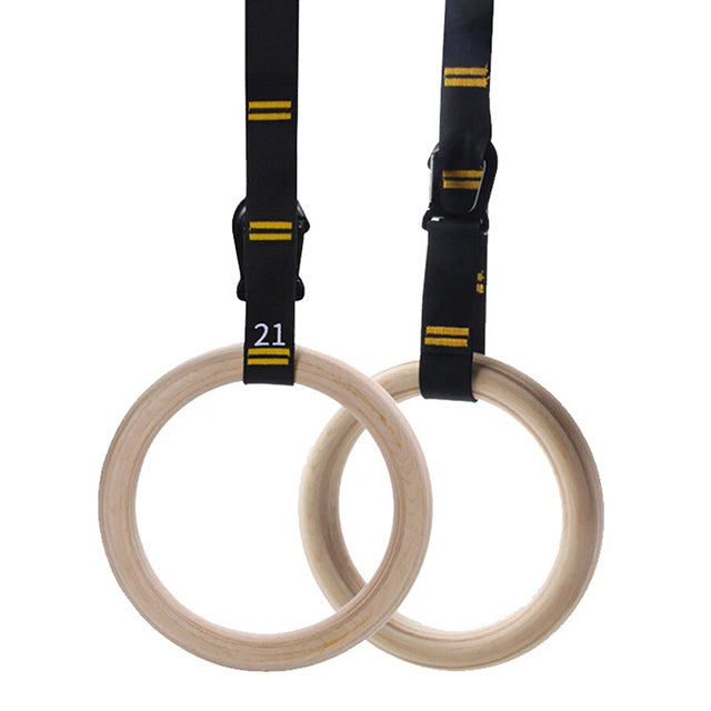 Wooden Gymnastic Rings with Adjustable Straps – Olympic-Grade Strength Training Equipment
