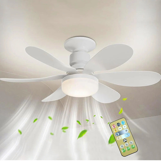 Compact Silent Ceiling Fan-Integrated Ceiling Light - Three Light Settings with Remote