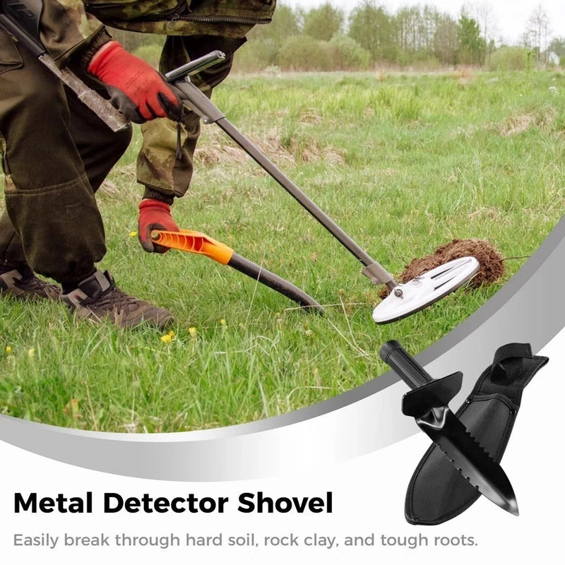 Stainless Steel Metal Detector Shovel – Double Serrated Digging Gardening Tool with Sheath