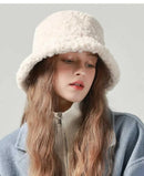 Women’s Faux Fur Bucket Hat – Warm Fuzzy Basin Hat for Cold Weather