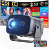 Smart WiFi Bluetooth Projector – 4K Support HDR10 Android 13 Auto Keystone & Focus