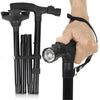 Folding Walking Stick with Light – Telescopic Double Handle Trekking Pole for Seniors