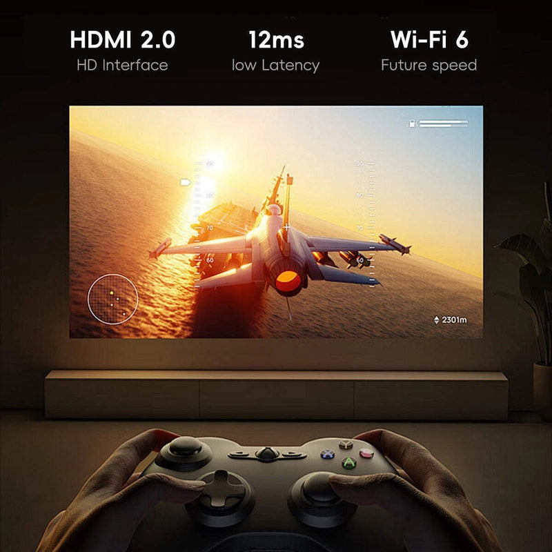 Smart WiFi Bluetooth Projector – 4K Support HDR10 Android 13 Auto Keystone & Focus