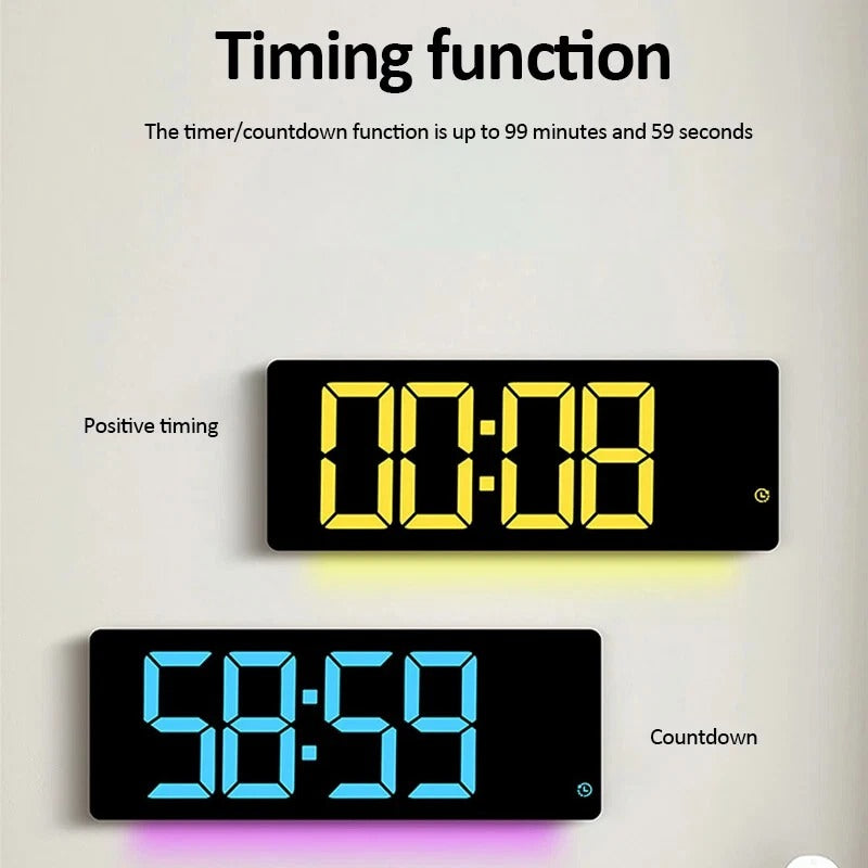 Digital Wall Clock RGB 16" – Large Display Remote Auto Dimmer Date & Temp