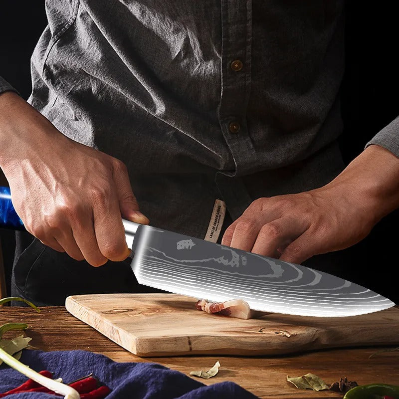 Premium Japanese Kitchen Knife Set – High Carbon Stainless Steel Santoku & Chef Knives