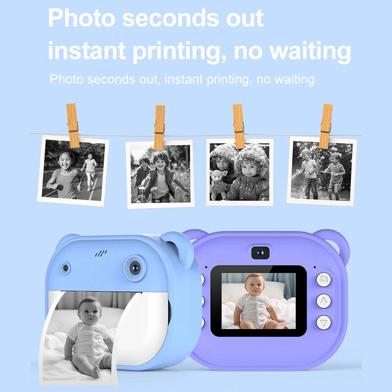 Kids 1080P Digital Camera with Thermal Printer – 2.4” IPS Screen Auto Focus Includes 2 Print Paper Rolls