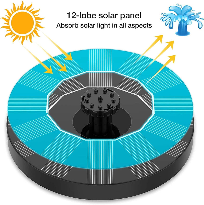 Solar Bird Bath with Fountain – 4 Nozzles Outdoor Garden Feature