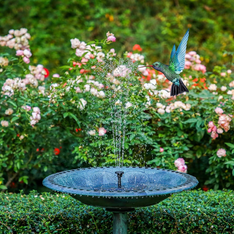 Solar Bird Bath with Fountain – 4 Nozzles Outdoor Garden Feature