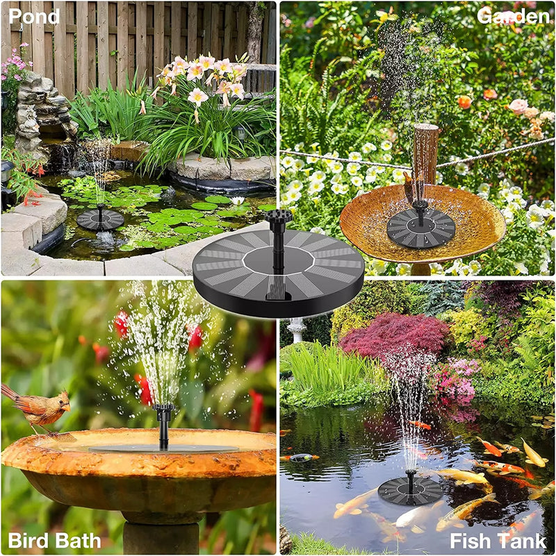 Solar Bird Bath with Fountain – 4 Nozzles Outdoor Garden Feature