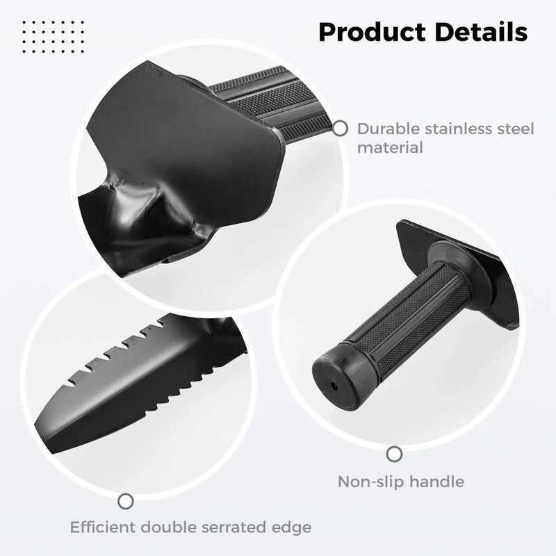 Stainless Steel Metal Detector Shovel – Double Serrated Digging Gardening Tool with Sheath