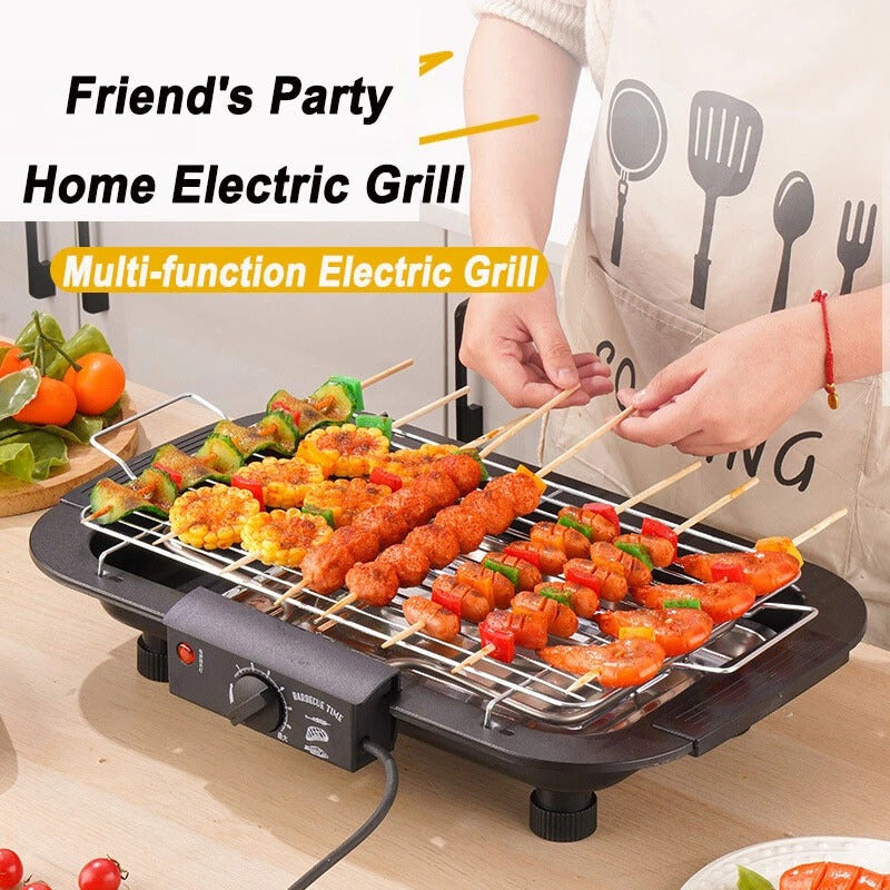 220V Portable Electric BBQ Grill – Smokeless Non-Stick BBQ Griddle for Home Cooking