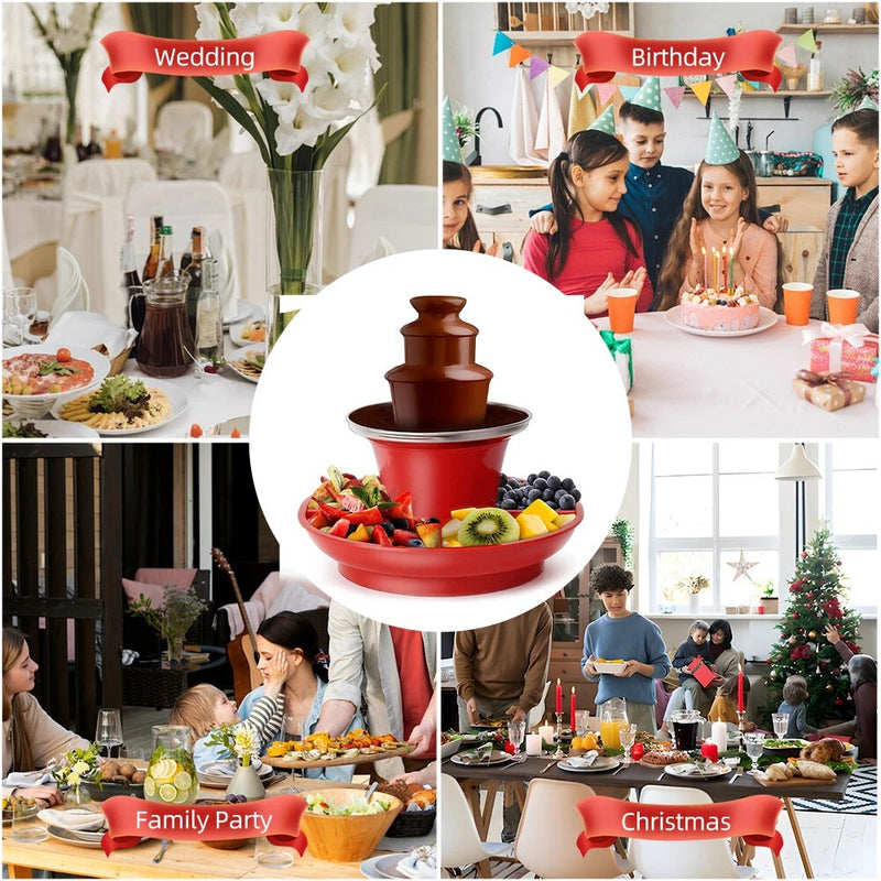 Mini Chocolate Fountain – 3-Tier Electric Fondue Set Stainless Steel for Parties & Events