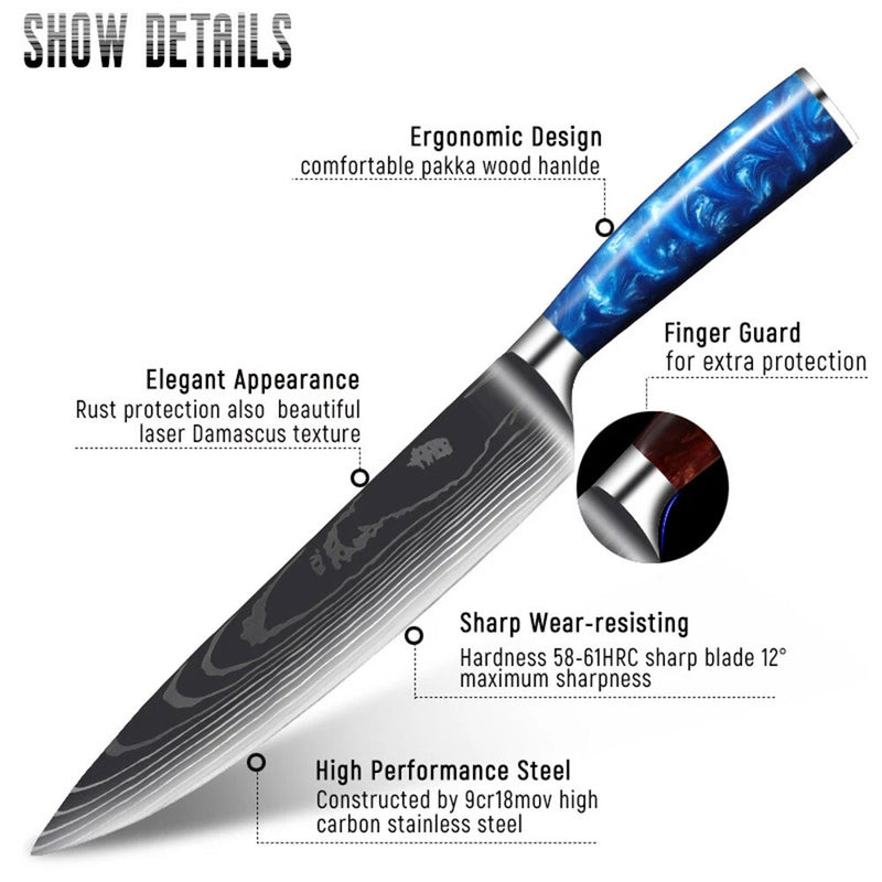 Premium Japanese Kitchen Knife Set – High Carbon Stainless Steel Santoku & Chef Knives