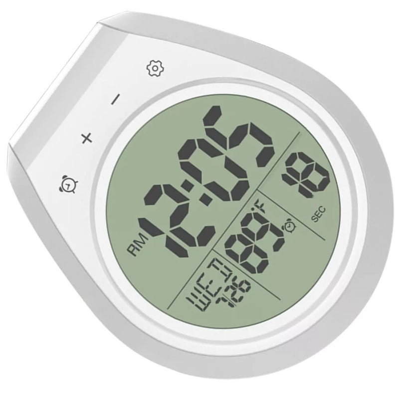 Waterproof Digital Shower Clock – LCD Display Timer Temp 12/24hr with Suction Cup