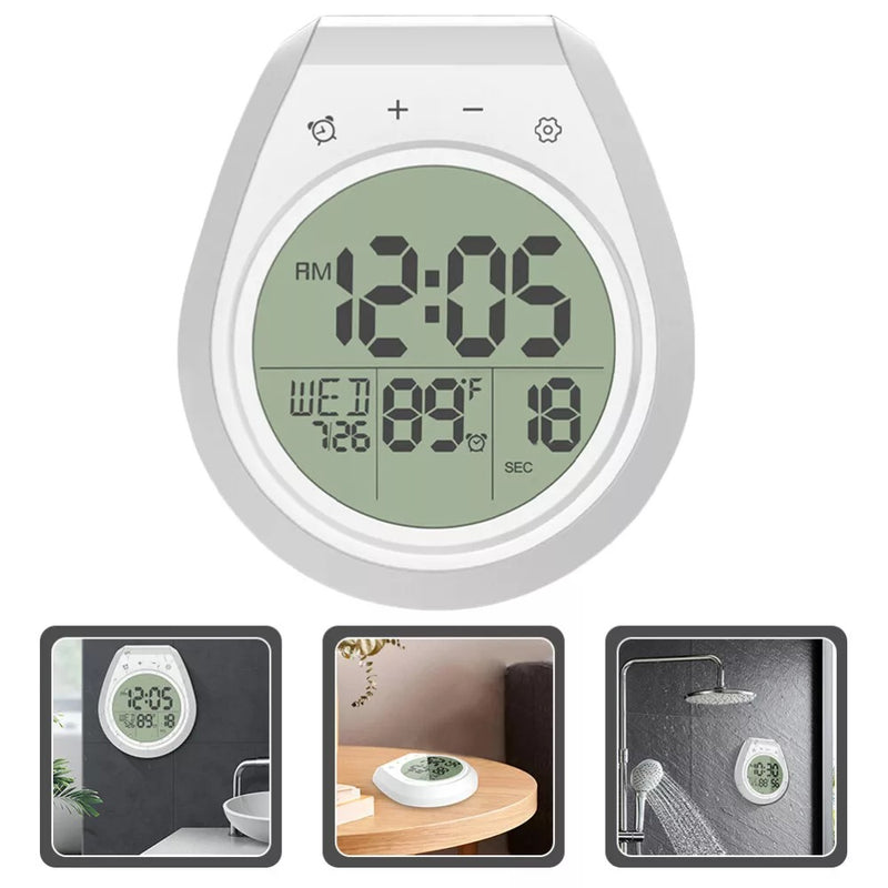 Waterproof Digital Shower Clock – LCD Display Timer Temp 12/24hr with Suction Cup