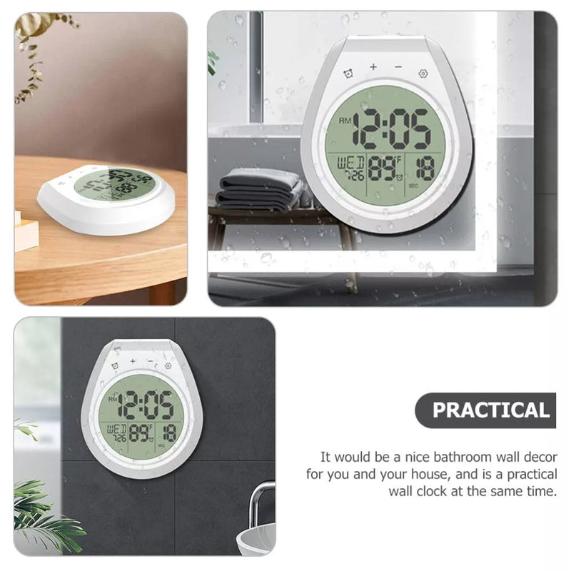 Waterproof Digital Shower Clock – LCD Display Timer Temp 12/24hr with Suction Cup