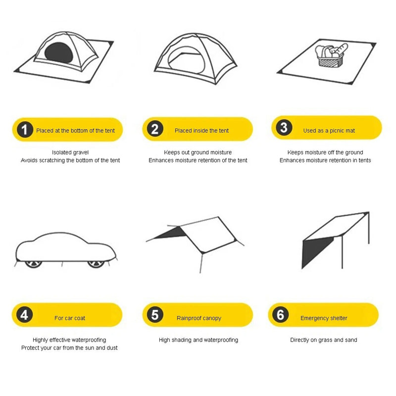Heavy-Duty Waterproof Tarpaulin – Multi Purpose Tent Ground Cloth 3x3 Meters