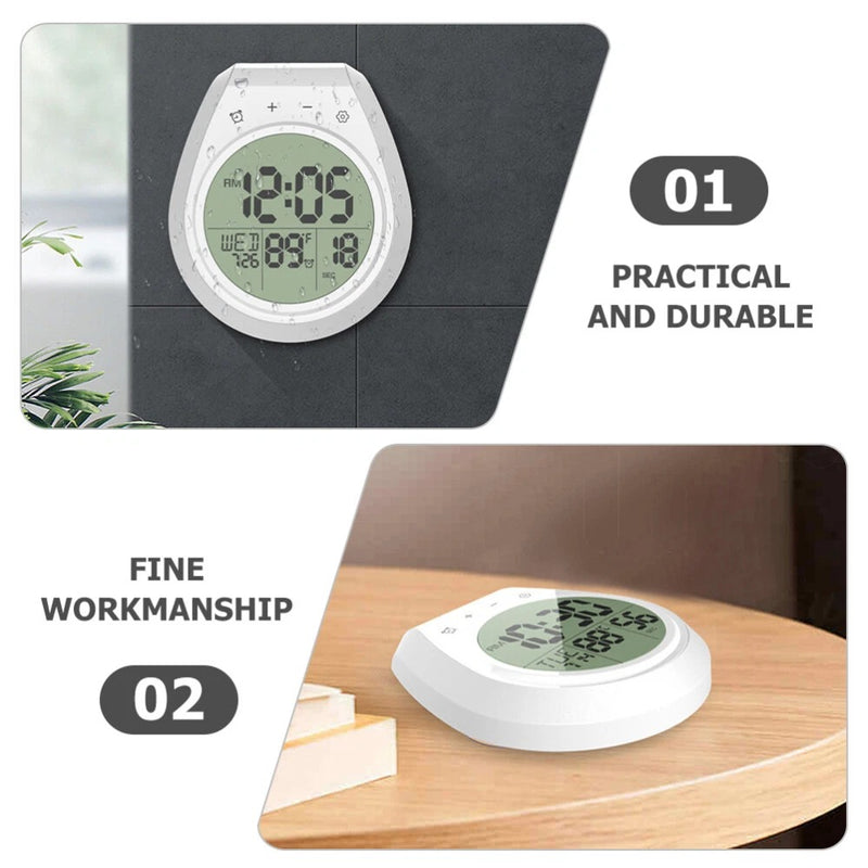 Waterproof Digital Shower Clock – LCD Display Timer Temp 12/24hr with Suction Cup