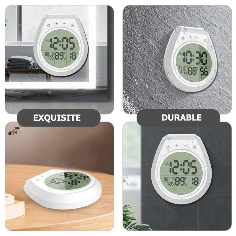 Waterproof Digital Shower Clock – LCD Display Timer Temp 12/24hr with Suction Cup