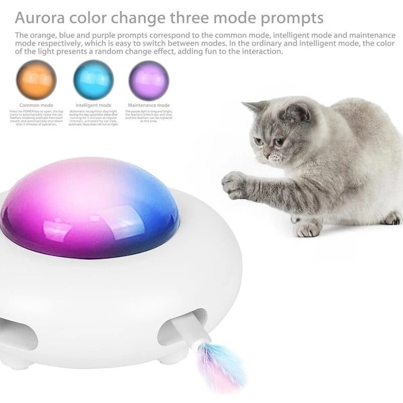 Smart Electric UFO Cat Toy – Interactive Automatic Feather & Spring Turntable Toy