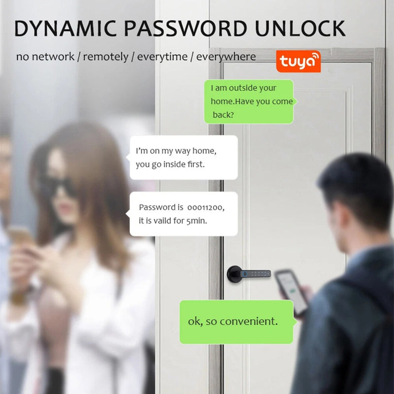 Smart Fingerprint Door Lock Handle – Tuya App Bluetooth & Password Access