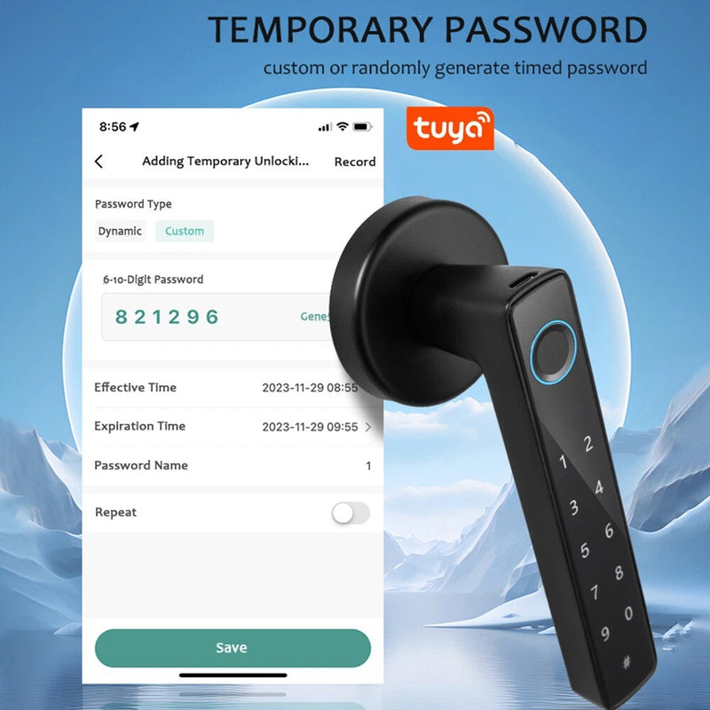 Smart Fingerprint Door Lock Handle – Tuya App Bluetooth & Password Access