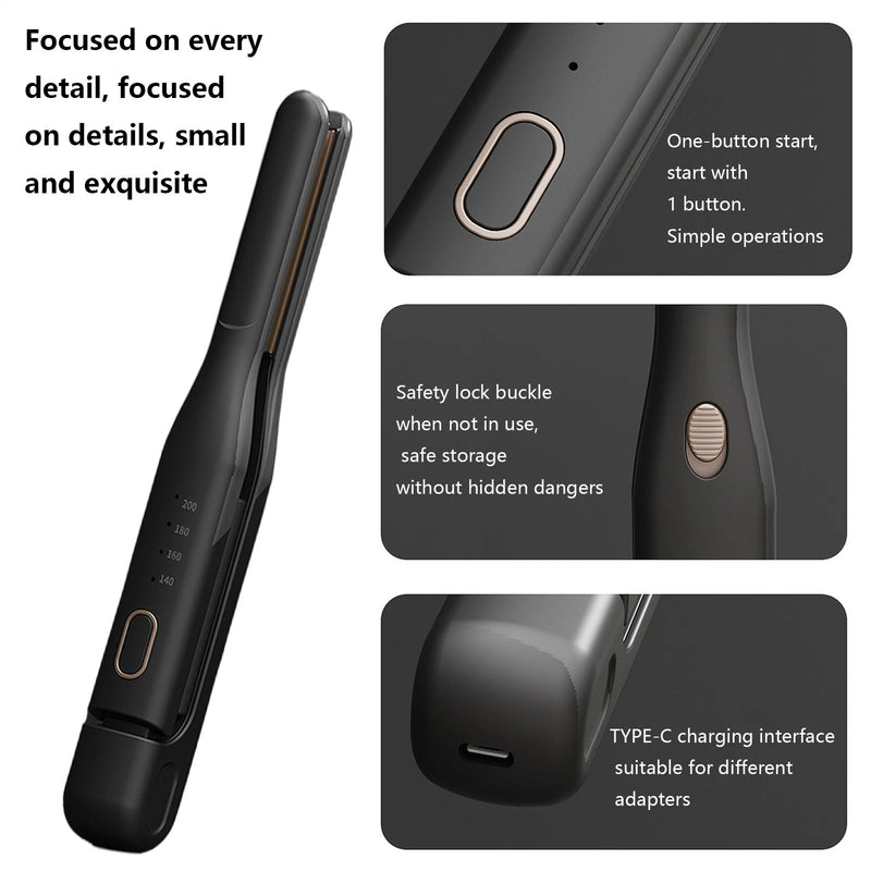 Wireless Anti Scald Hair Styler – Portable Straightener & Curler for Travel & Home