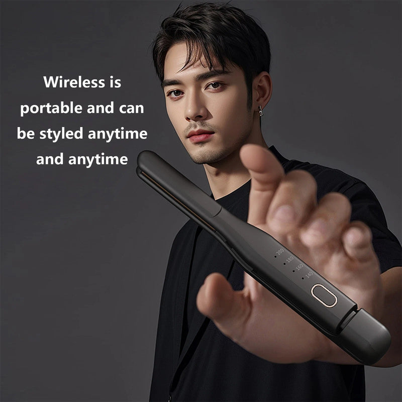 Wireless Anti Scald Hair Styler – Portable Straightener & Curler for Travel & Home