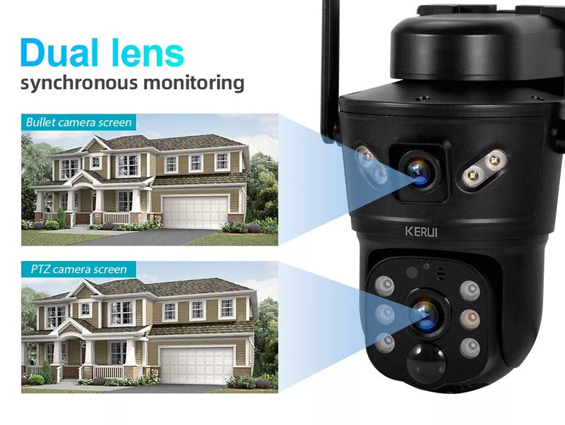 Solar-Powered 4G WiFi Security Camera – Rotating Dual Lens with Night Vision and Motion Detection