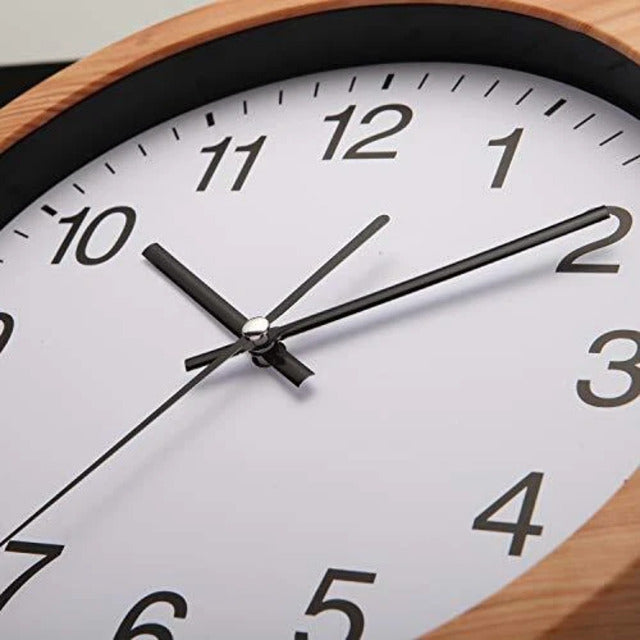Retro 12" Silent Wooden Wall Clock – Retro Non-Ticking for Living Room Bedroom Kitchen