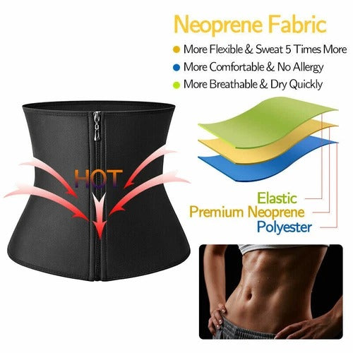 Neoprene Waist Trainer Corset – Sweat Belt for Women Workout Compression & Back Support