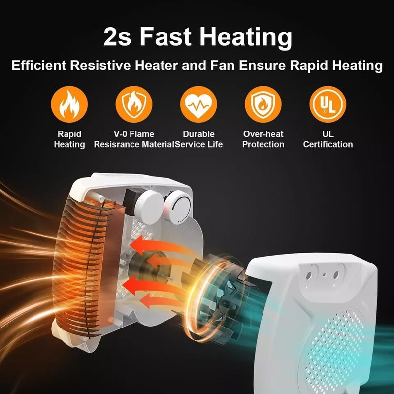 Portable 1200W Fan Heater – Fast Heating Energy-Efficient Mini Space Heater