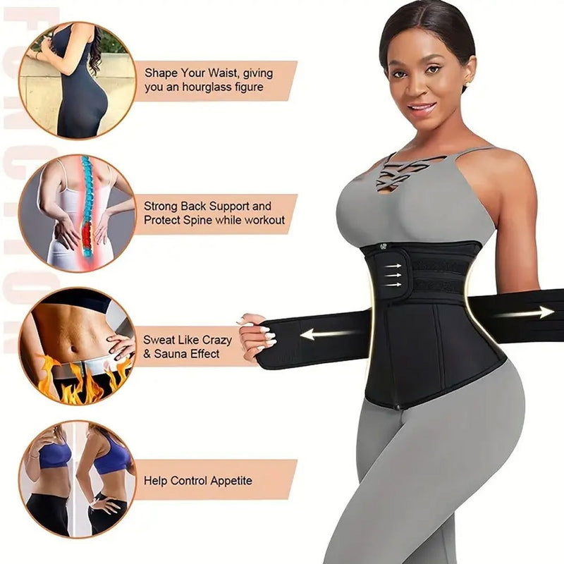 Neoprene Waist Trainer Corset – Sweat Belt for Women Workout Compression & Back Support