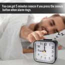 Silent Sweep Square Analog Alarm Clock – Battery Powered Non-Ticking with Snooze & Light