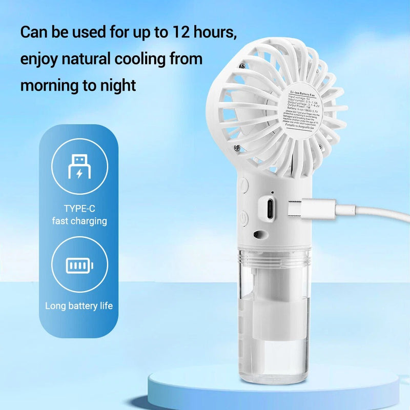 Portable Misting Handheld Fan – 4-Speed Cooling Fan with Water Tank for Indoor & Outdoor Use