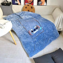 Stitch 2-in-1 Pillow & Blanket Set – Compact Travel Pillowcase with Flannel Throw Blanket